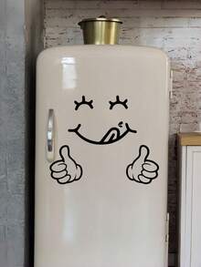 Zazumi Playful Smiling Cartoon Face Wall Sticker Adhesive PVC Decal Kitchen Bedroom Removable Home Decor For Refrigerator Cabinet Entryway Background With Cute Knife Fork Design Modern Simple Easy DIY Apply - Multicolor - View 9