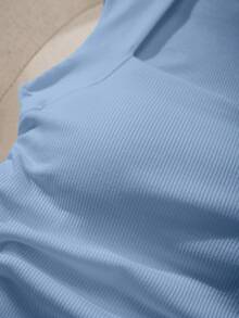 Comfortcana Padded Square Neck Fitted Camisole For Women, Spring/Summer - Baby Blue - View 3