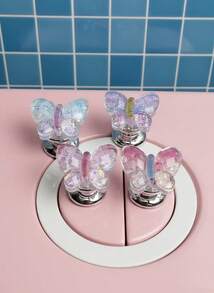 Joivida Colorful Butterfly Toilet Flush Handle, Convenient Press-Style Bathroom Flush Switch For Nail Technicians With Long Nails