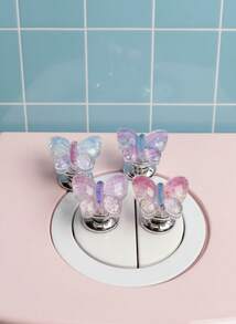 Joivida Colorful Butterfly Toilet Flush Handle, Convenient Press-Style Bathroom Flush Switch For Nail Technicians With Long Nails