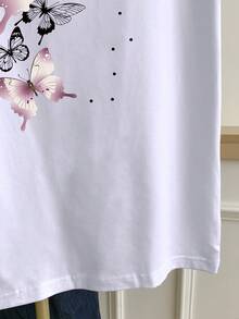 Resyla Women's Butterfly Print Short Sleeve Round Neck T-Shirt - White - View 5