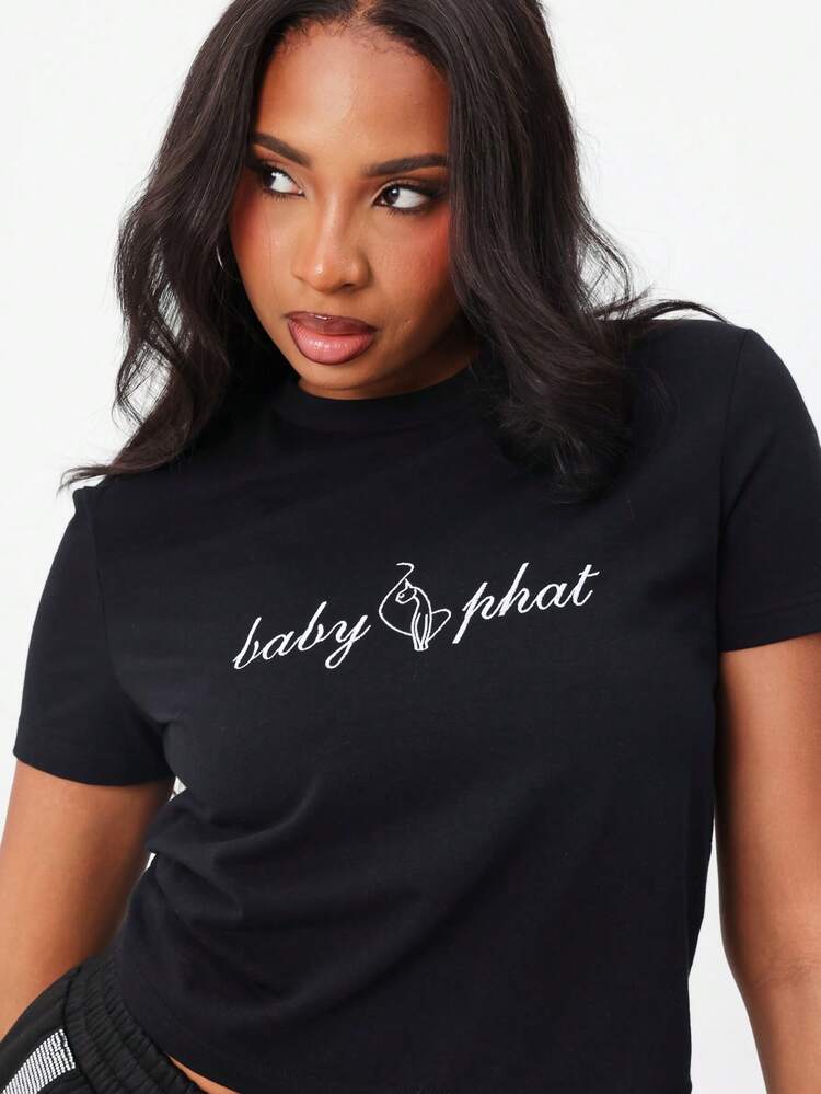 BABYPHAT Regata Cropped Gola Careca de Algodão Blend, Ajuste Casual e Relaxado, Verão e Primavera