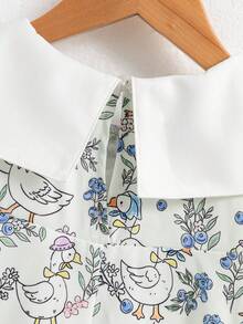 女童休闲可爱小鸭碎花夏季连衣裙 - 白色 - 查看 6