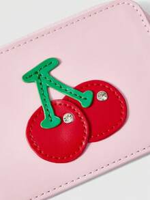 ROMWE Kawaii Cute Cartoon Strawberry Card Holder Wallet, PU Leather Heart Shaped Lanyard Mini Card Case - Pink - View 2