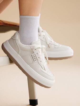 CUCCOO EASI Zapatos cómodos de suela gruesa, de cuero con cordones, para uso casual al aire libre para mujeres