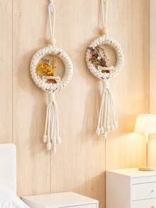 Madebyblanc 1 Stück kreative Seil-Handwebblumen-Korb-Hängelampe, einfache Heimdekoration für Schlafzimmer, Ferienwohnung Wandbehang, Raumdekoration, geeignet für Hotelzimmer, Landhausdekoration - Verschiedenfarbig - Übersicht 2