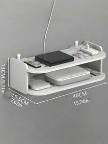 1 pieza Estantería de pared multifuncional, estantería de almacenamiento de escritorio, estantería colgante de pared para router inalámbrico, control remoto, DVD y decodificador de TV, instalación sin taladrar, ahorro de espacio, estantería práctica - Multicolor - Ver 15