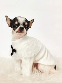 PETSIN Autumn And Winter Bottoming Knit Sweaters, Cute Princess-Style Pet Clothing, Winter Warm Dog Clothes, Autumn And Winter Bottoming Knit Sweaters (Suitable For Bichon Frise, Pomeranian, Teddy Dogs), Sweet Two-Legged Tops For Both Cats And Dogs, Fashionable Basic Bottoming Sets For Small Dogs - White - View 6