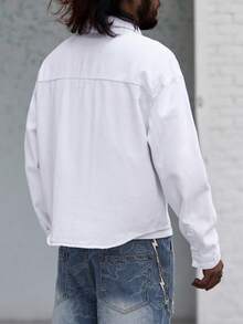 Manfinity Homme Short en denim ample pour hommes avec broderie sur le dessus - Blanc - Voir 2