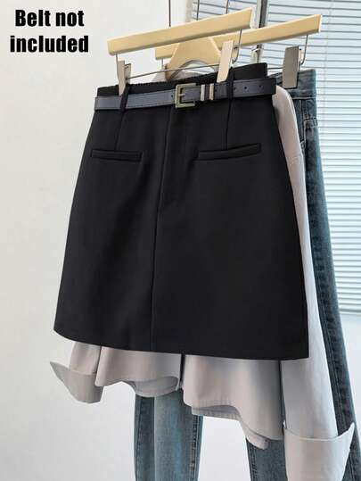 GlowEve CURVE Plus Size One-Shoulder Cinched Waist A-Line Knee-Length Skirt, Minimalist & Elegant For Outings, Dates, Gatherings