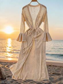 GlowEve 新款欧美时尚混色别致百搭针织开衫毛衣 - 卡其色 - 查看 1