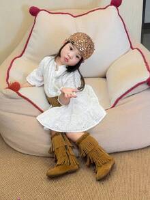 DAZY Toddler Girls' Lace Ruffle Hem Casual Korean Style Spring/Autumn Dress - White - View 3