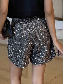 DAZY Women Sequins Shorts New Years Women Carnival - Silver - View 2
