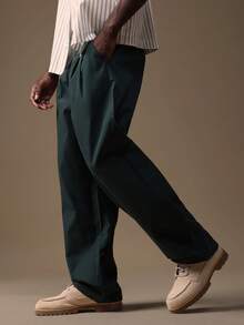 SUMWON Herren Gerade geschnittene Waldhose mit sauberer Taille und Faltendetails für Business Lässig, Büro und Alltagskleidung