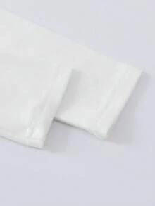 INAWLY 大码女式天鹅绒长袖T恤，白色修身圆领上衣 - 白色 - 查看 5