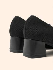 CUCCOO BASICS 女士方头搭扣设计时尚日常穿搭粗跟高跟鞋 - 黑色 - 查看 8