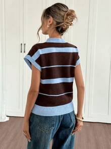 Siren Gaze Women's Striped Knit Loose Casual Short Sleeve Crew Neck Top Summer