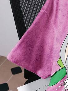 LOONEY TUNES X SHEIN Men's Casual Letter & Cartoon Pattern Round Neck Short Sleeve T-Shirt, Summer - White - View 4