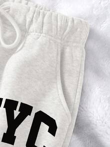 Franclia Women's 2-Piece Tracksuit Set, Casual Sports Style, Grey, Autumn/Winter, Letter Print Design, Jacket Top And Pants Bottom - Grey - View 3