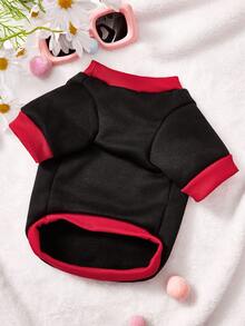 PETSIN 1 Pc Red Cherry Letter Printed Pet With Red Patchwork Black Casual Style Autumn And Winter Thick Warm Pet Clothes - Multicolor - View 6