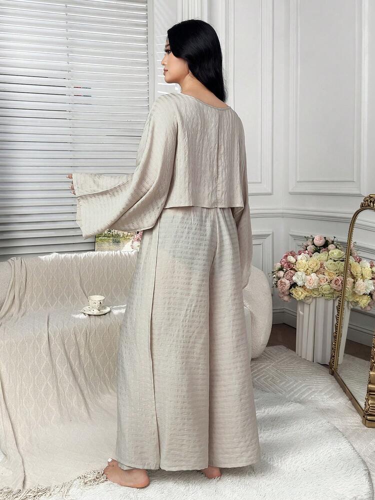 Dazy Plus Plus Size Women Elegant Design Sleeveless Loose Top And Wide Leg Split Hem Loose Long Pants Pajama Set, Spring/Summer