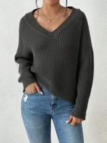 Suéteres de lana gruesa para mujeres, suéteres de abrigo de invierno de manga larga anchos y anchos, suaves, cómodos y cálidos, adecuados para calles de otoño e invierno, fiestas, fotos y fotos. - Verde militar - Ver 1