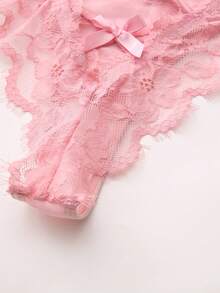 SHEIN Quần lót lọt khe lưới ren gợi cảm cho nữ - Màu Hồng baby - Xem 7