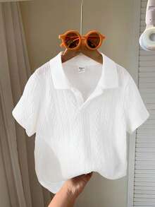 SHEIN 一件男童休闲Polo衫，舒适、时尚、百搭，面料柔软透气，适合春夏穿着，也适合返校和生日等场合。 - 白色 - 查看 7