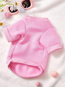 PETSIN 1 buc drăguț ochi mari pisică arc scrisoare imprimat animal de companie roz toamnă/iarnă gros cald haine pentru animale de companie - Roz - Vizualizare 4