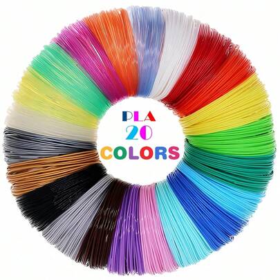 20 Assorted Random Colors PLA 3D Printer Filament 1.75mm Diameter 5M Or 3M Choose Works With High Temp 3D Pens Perfect For Artists Students Makers DIY Creative Projects Gifts