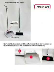 SHEIN Broom And Dustpan, Broom, Long Handle Kitchen Scrub Brush And Dustpan, Non-Stick Floor Cleaning Tools, Floor Brush And Dustpan Set, Suitable For Home, Office, School Dorm, Household Cleaning, Folding New Soft-Bristle Broom And Dustpan Combo - Multicolor - View 22