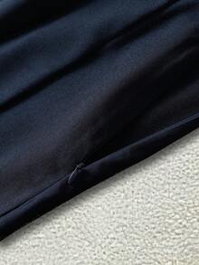 SHEIN Tall Striped Shirt & Asymmetric Pleated Skirt Elegant 2 Pieces Set For Women - Navy Blue - View 5