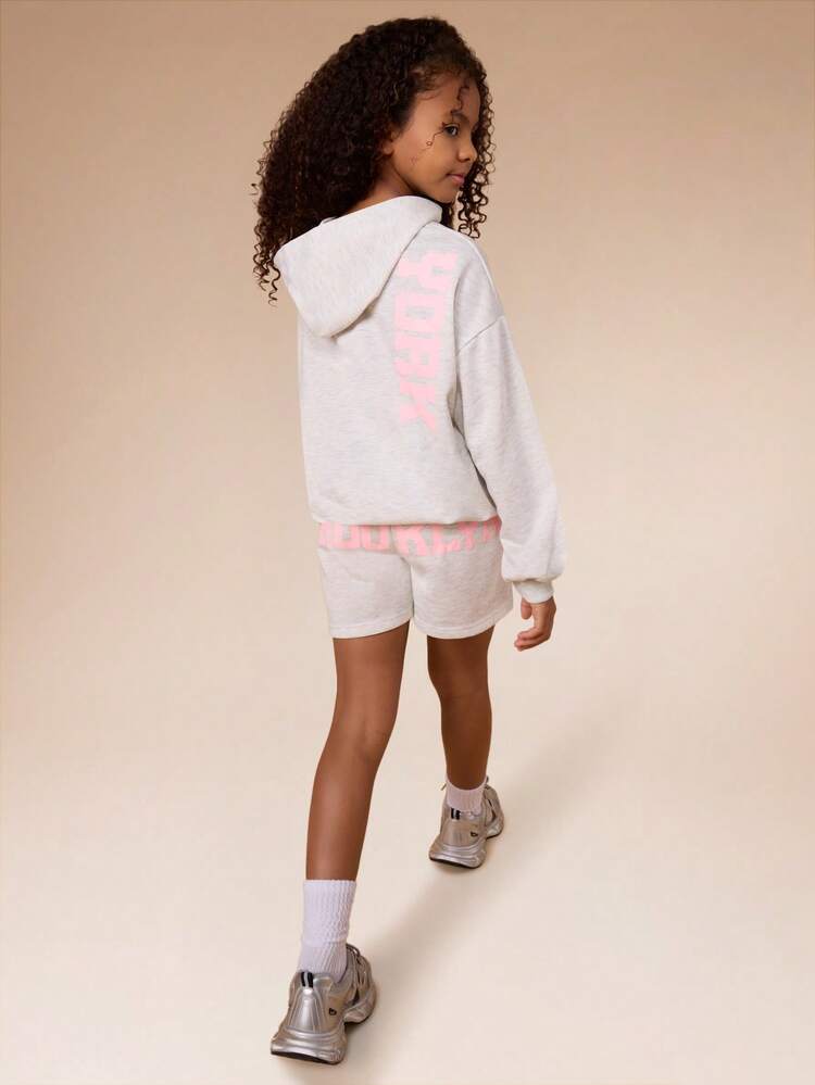 Oversized Hoodie And Shorts Set With Print