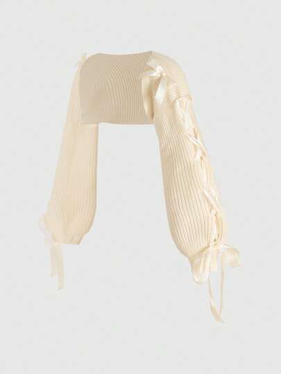 Kawaii Cardigan tricoté polyvalent de grande taille avec nœud, rose