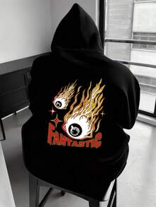 Hombre005-1 ¡Oferta limitada! Sudadera con capucha Cremallera Sudadera con capucha y cremallera unisex de alta calidad. Cálida, cómoda y trendy  ahorra hoy en tu básico de temporada Sudadera atractiva con diseños únicos en el dorso, featuring ojos con llamas que cautivan y la emocionante palabra "FANTASTIC", perfecta para destacar en cualquier ocasión - Negro - Ver 1