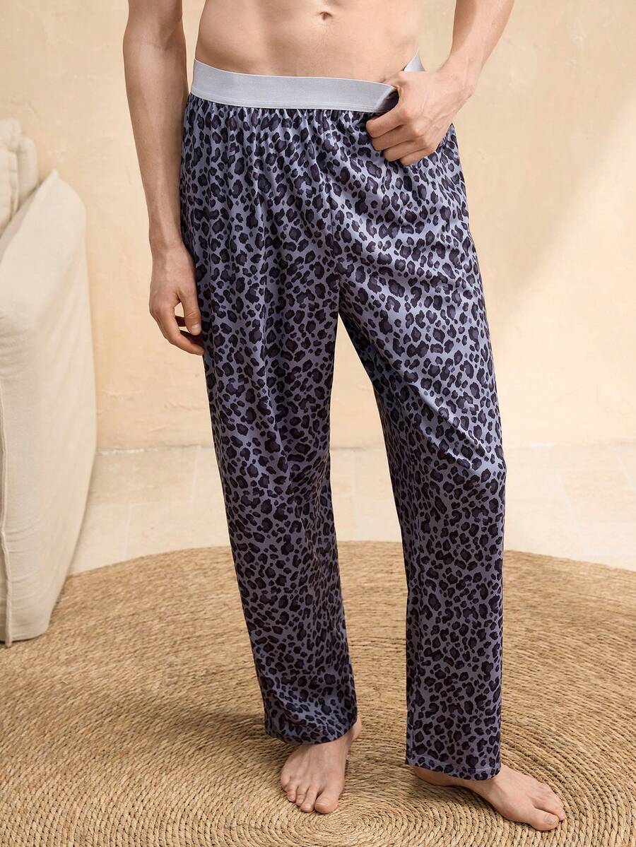 EverLounge 1件男士豹纹家居服裤子 - 深灰色 - 查看 1