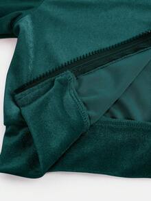 SHEIN Tween Girls' Velvet Hoodie & Sweatpants Set, Casual Sportswear - Green - View 14