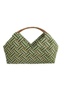 Madebyblanc 1个手工竹编手套花篮，DIY手提篮创意礼品花篮，节日派对活动礼品包装纪念品 - 杏色 - 查看 7