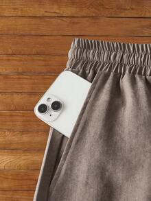 Manfinity VCAY Men's Solid Color Casual Shorts Men Grey Shorts Drawstring Shorts Men Khaki Shorts Men Drawstring Shorts Men Lounge Shorts Men Shorts Casual Brown Beach Shorts Beach Shorts For Men Jogging Shorts For Men Romwe Men Shorts - Multicolor - View 4