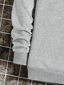 Manfinity Homme 男士字母印花圆领长袖休闲卫衣，秋冬灰色图案卫衣