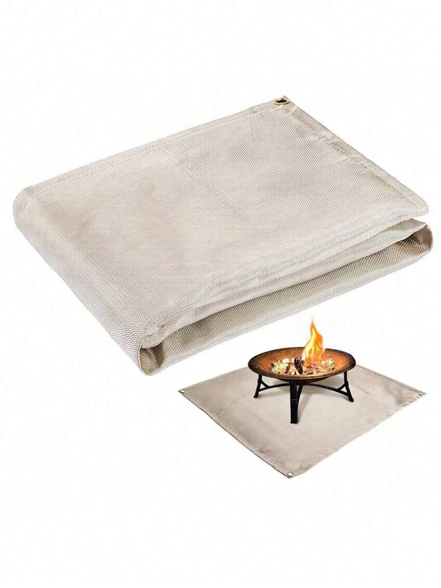 1 Thảm chống cháy ngoài trời - Chăn chống cháy dày 1 inch dưới hố lửa, Thảm ngoài trời chịu nhiệt, Sàn gỗ trong nhà, Bảo vệ bãi cỏ (Không bao gồm đinh) - Màu Khaki - Xem 1