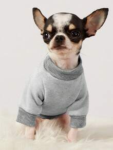 PETSIN 1件白色拖拉机字母印花宠物灰色休闲风秋冬加厚保暖宠物服装 - 灰色 - 查看 4