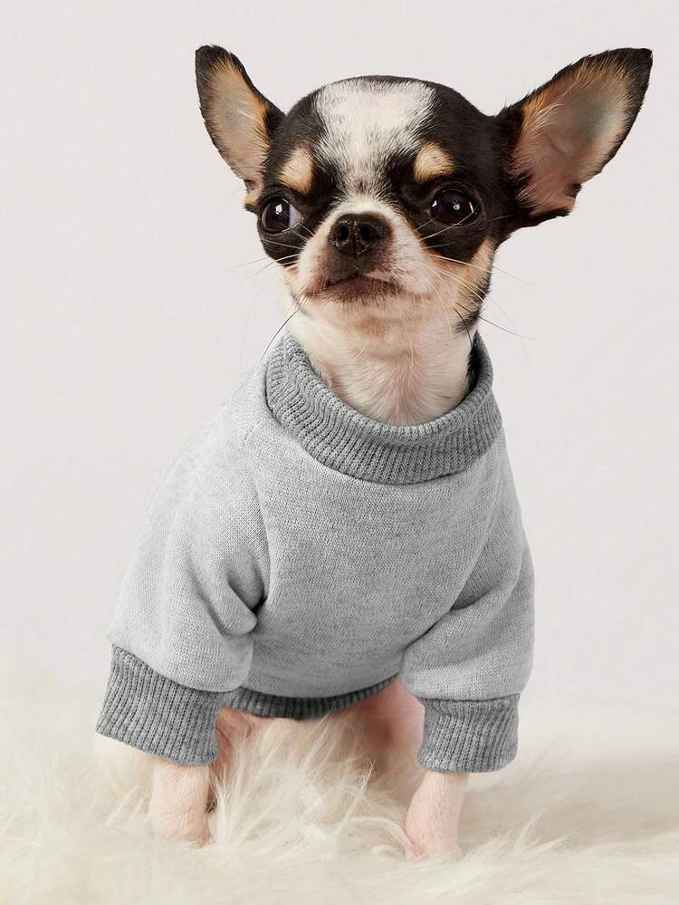 PETSIN 1件白色拖拉机字母印花宠物灰色休闲风秋冬加厚保暖宠物服装 - 灰色 - 查看 4