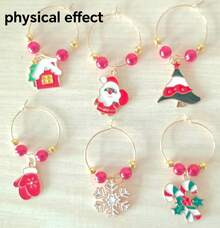 Thích hợp cho Giáng sinh, Nhà bếp, Nhà hàng, Quán bar, Tiệc sinh nhật, Khách sạn, Trang trại, Họp mặt gia đình, Khuyên tai nhận biết ly rượu, Đồ trang trí cây thông Noel hoạt hình dễ thương, Gậy hợp kim kẽm, Vòng ly rượu (6 chiếc) - Nhiều màu - Xem 6