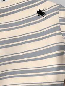 Manfinity Joysei 男士骑士印花条纹圆领休闲套头卫衣 - 彩色 - 查看 4