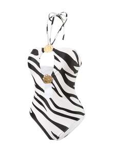 Bonvoyette 斑马纹抹胸连体泳衣，性感显瘦，春夏流行款 - 彩色 - 查看 6