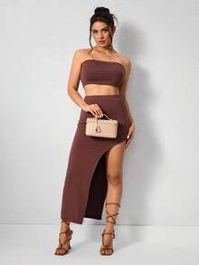SHEIN SXY 女士手提包，编织包，时尚简约，优雅百搭，经典款，PU编织，红色，金属挂锁装饰，适合通勤、办公、约会、日常、购物、下午茶等场合。 - 米杏色 - 查看 9