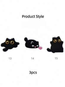 3个/6个/15个可爱猫咪冰箱贴 - 卡哇伊黑色小猫装饰，塑料树脂材质，适用于厨房和办公室，完美的生日乔迁礼物之选 - 彩色 - 查看 12