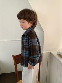 DAZY Toddler Boys' Plaid Collar Long Sleeve Jacket - Brown - View 4