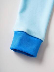 SpongeBob SquarePants | SHEIN Young Boy Cartoon Pattern Crew Neck Long Sleeve Top And Pants Snug Fit Pajama Set - Blue - View 4